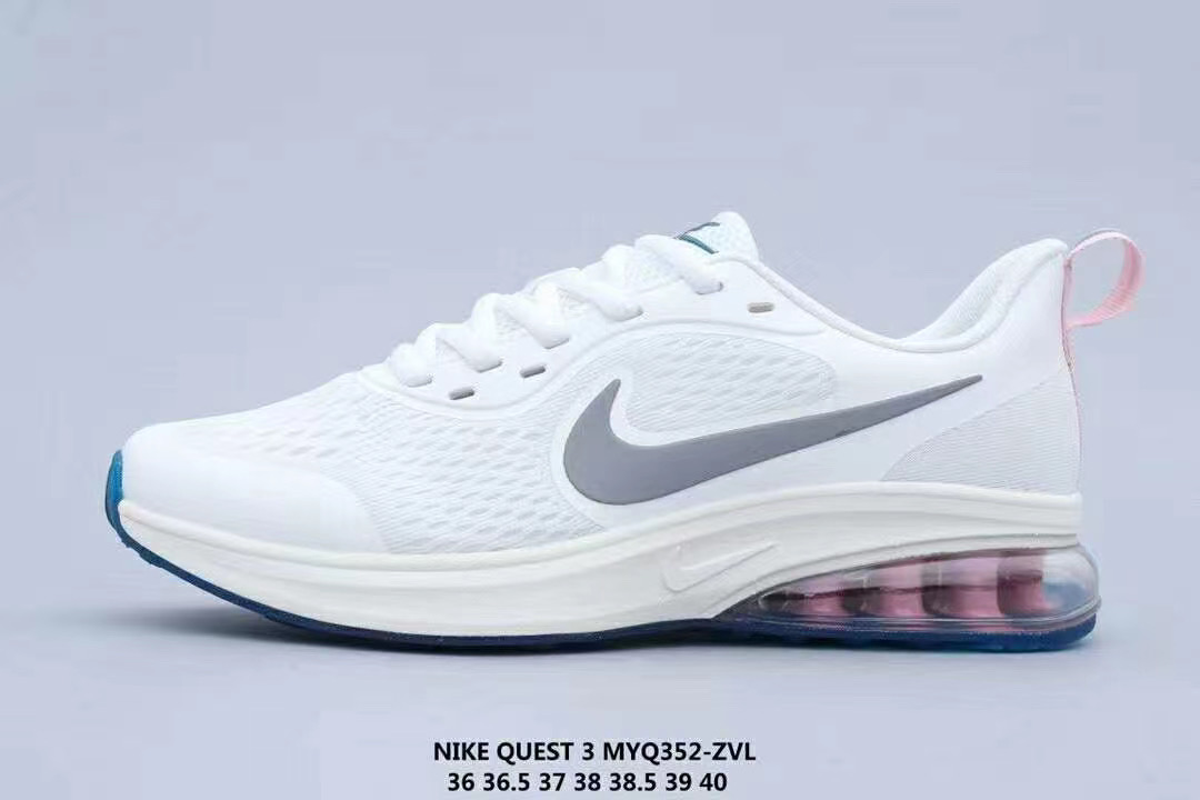 Women Nike Quest 3 MYQ White Grey Pink Shoes - Click Image to Close